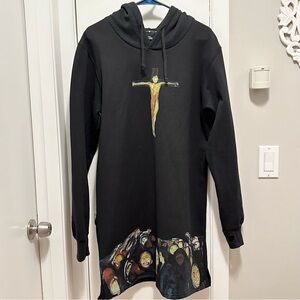 MSFTSrep Jaden Smith Crucifixion Munch Art 2013 Black Trench Hoodie Sweatshirt L